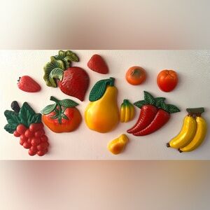 Vintage fruit and vegetables refrigerator magnets